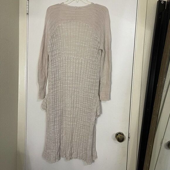 FREE PEOPLE tan knit long lightweight ribbed duster cardigan sweater size XS - Picture 2 of 7